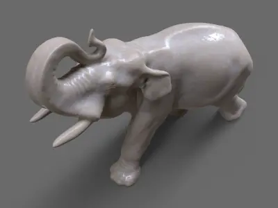 Elephant Porcelain figurine Low-poly 3D model