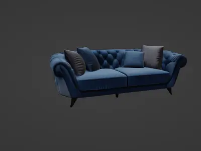 Luxurious Velvet Designer Sofa Tufted Chesterfield Style 3D model