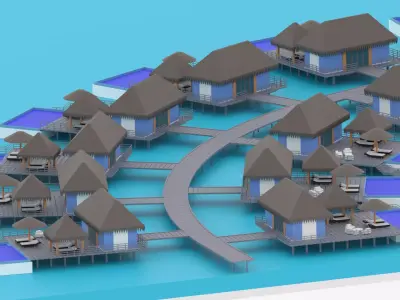 Overwater Resort Hut 3D model