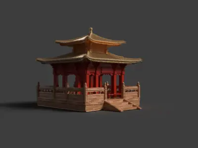 Chinese ancient pavilion figure  3D model