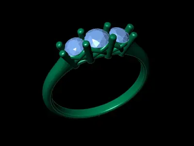 Jewelry Engagement Trilogy Round Ring  Printable model 3D print model