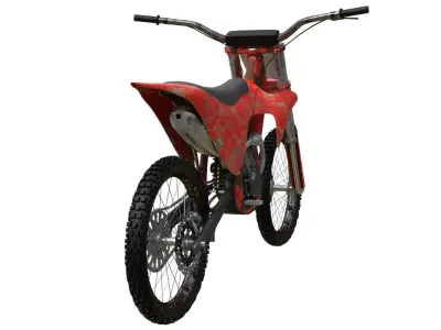 Rusty motocross dirt bike motorcycle Low-poly 3D model
