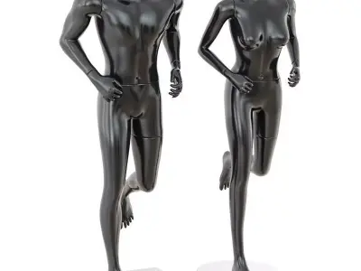 Running mannequin man and woman 36 3D model