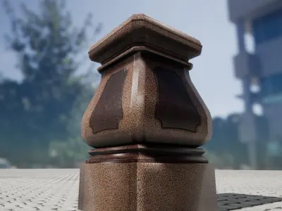 Monument marble pedestal on cobblestone Low-poly 3D model