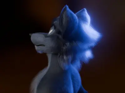Niju Anthro Wolf Low-poly 3D model