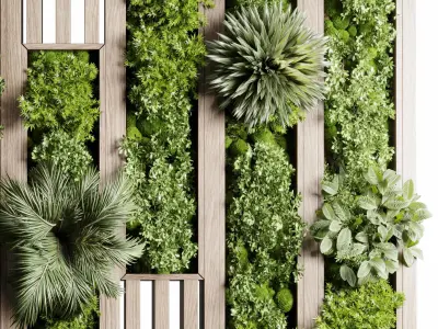 Wooden frame Vertical plant and moss garden wall decor box 67 Low-poly 3D model