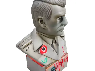 Vandalized Concrete General Bust Low-poly 3D model