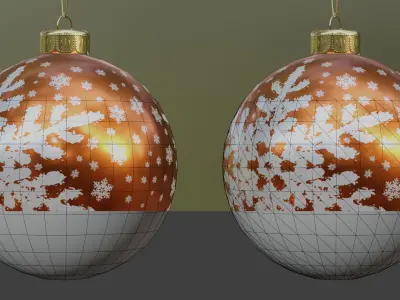 New Year and Christmas decorations Low-poly 3D model
