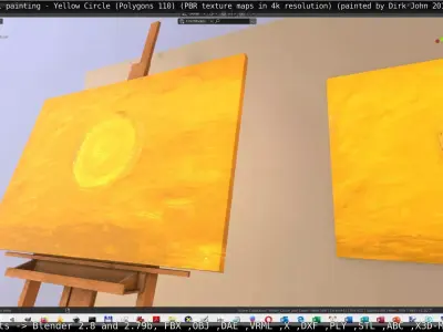 Oil Painting - Yellow Circle Low-poly 3D model