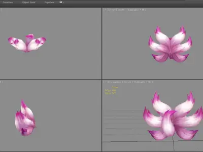 Cartoon pink fox tail  Low-poly 3D model