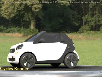 City Car 23 Small Convertible Open Type-E White  Low-poly 3D model