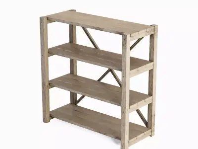 Wide Pottery Shelf A 02 Low-poly 3D model