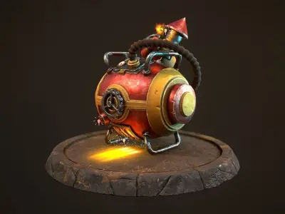 Bomb Game Ready steam engine Low-poly 3D model