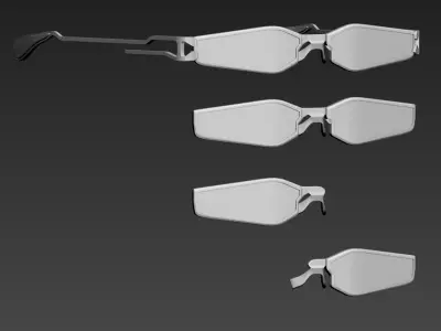 HighPoly Set of two Glasses and two Monocle 3D model