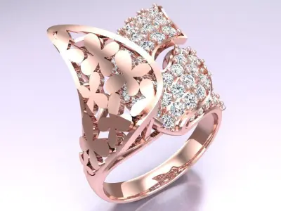  Mesh flower ring - Italian rings - Womens Rings - N6542 3D print model