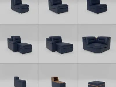 3D Palliser Apex Sectional Modules Low-poly 3D model
