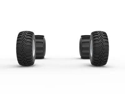 Wheel Set of Uphill Sand Racing Dragster Scale 1 to 25 3D print model