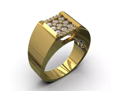Mens Ring Brilliant Signet model mr0286 3D print model