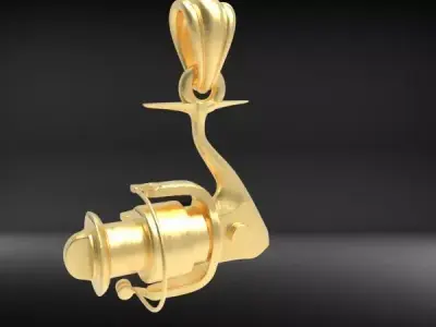 Spinning Fishing Reel Necklace Charm Nautical Jewelry 3D print model