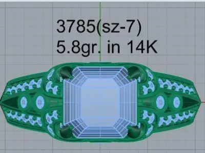 Emerald Diamond Ring 3785 3D print model