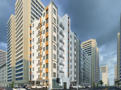 Modern Residential Investment Building    Low-poly 3D model