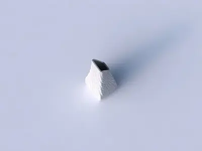 Vase top bent rectangle with twisted diagonal grid plates 3D print model