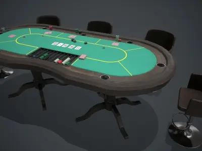 Poker table PBR Low-poly 3D model