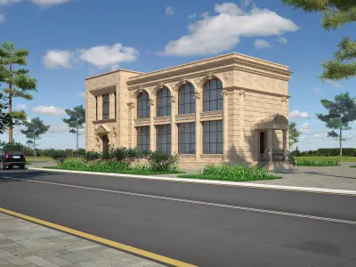 Building with car 3D model