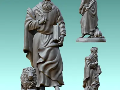 Mark-Marcus-Marcos-Evangelist - CNC Router Carving 3D print model