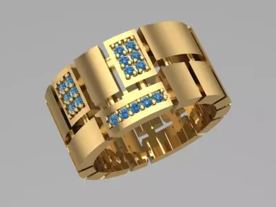 Silver and Gold men wedding ring 3D print model
