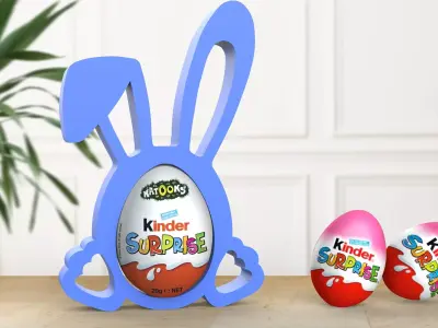3D Bunny Egg Holder - Surprise Egg Bunny Ears Egg Holder 3D print model