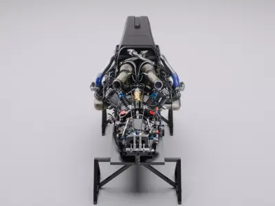 Twin Turbo Hybrid V8 LMH LMDh Engine - Center Exit Exhaust 3D model