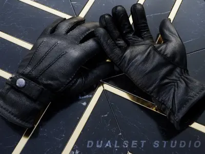 Leather Gloves 001 Low-poly 3D model