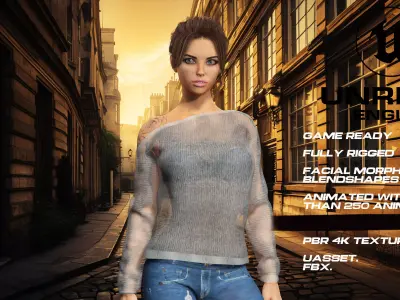 Casual girl full rigged - game ready - animated Low-poly 3D model