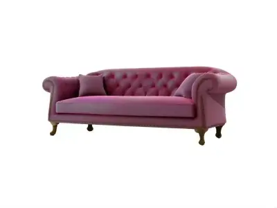 Elegant Pink Classical Glam Sofa Low-poly 3D model