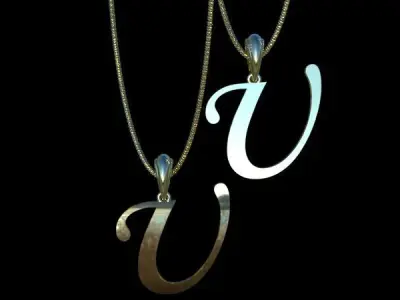 Letter U NECKLACE pendant 3D print model