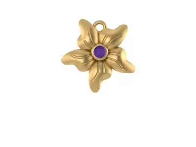 pendant gold flower charm with stone Free 3D model