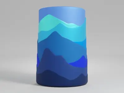 Pen pencil holder Vase Mountains silhouette Decoration 3D print model