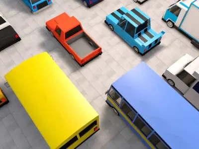 Cartoon car pack 3D model