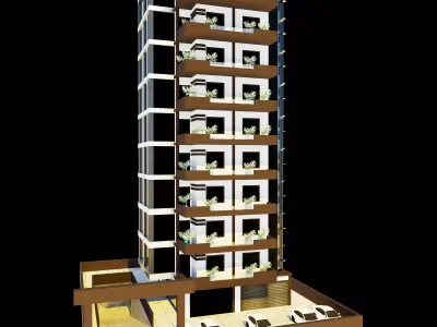 10 Floor Building Free low-poly 3D model