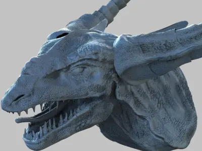 Lizard man head Bust 3D model