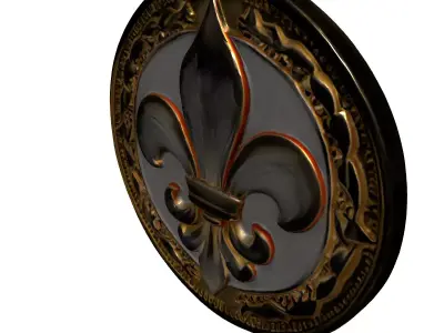Ornate Golden Fleurdelis Emblem Low-poly 3D model