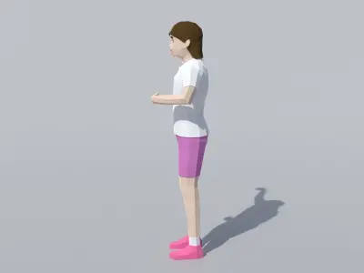 Low Poly Girl Celebrating Low-poly 3D model