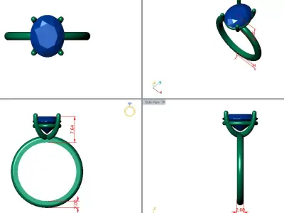 Oval Solitaire Ring Printable model 3dmodel  3D print model