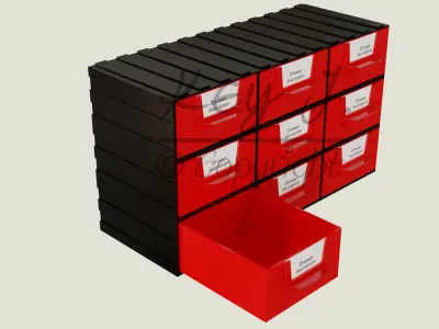 Modular drawers  for electronic parts and etc 3D model