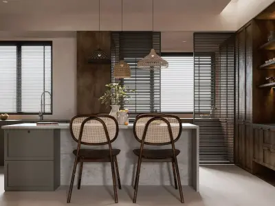 Modern living room dining room interior scenes 400 3D model