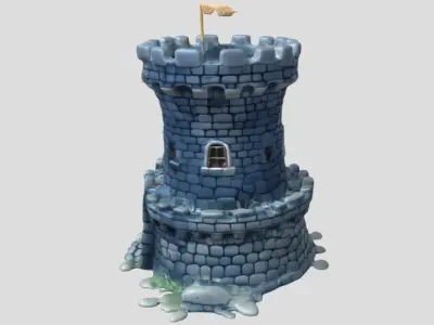 Stone Tower 3D Model PBR Textured Game Ready 3D model