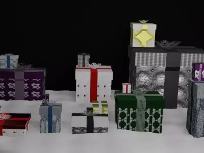 Box Gifts Free low-poly 3D model