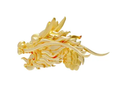 AN0016 3D Printable oriental Chinese Dragon head 3D print model  3D print model