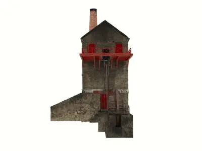 Cornish Tin Mine Low-poly 3D model